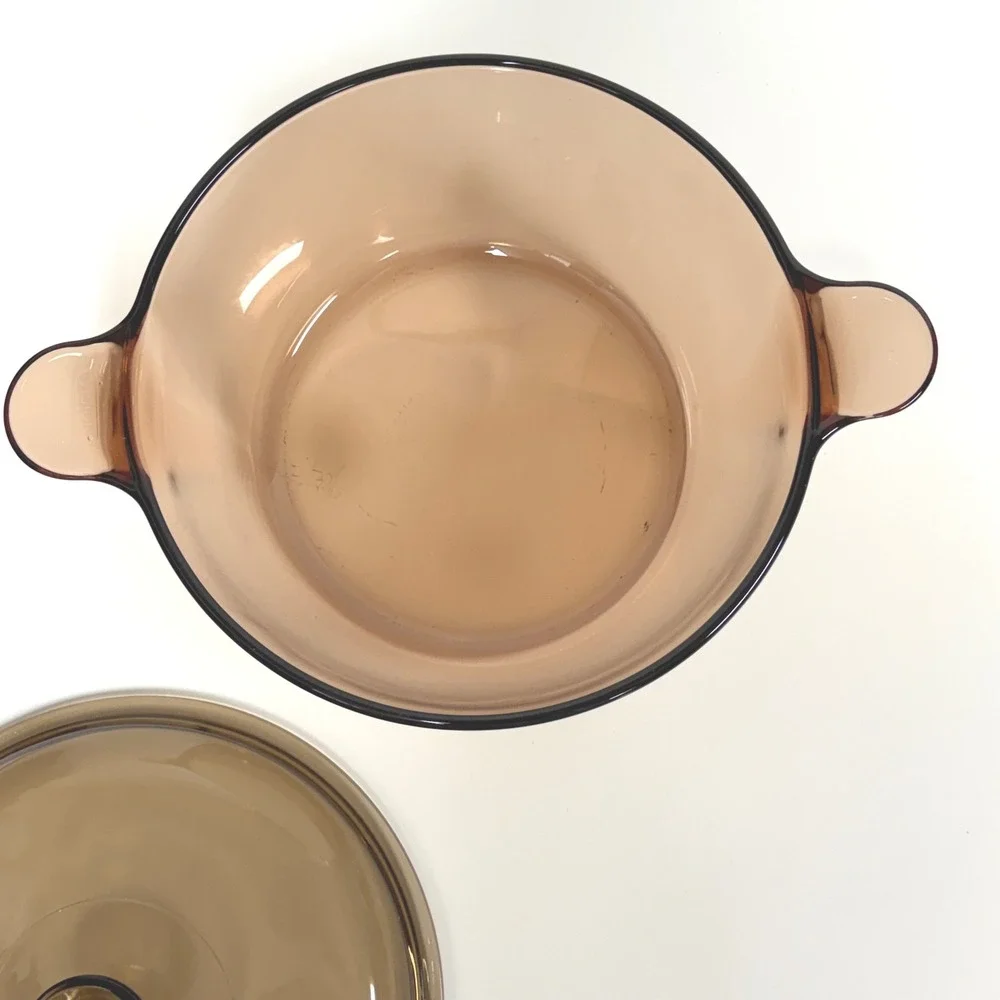 Vintage Visions Corning Amber Glass 4.5L Dutch Oven Stock Pot Casserole Dish